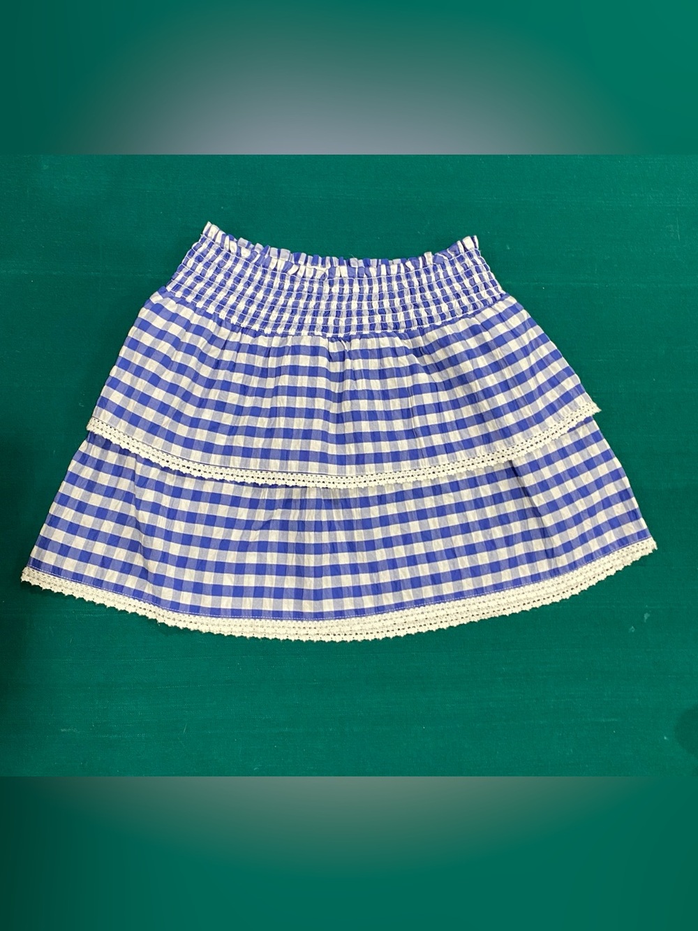 Cat & Jack Blue and White Gingham Tiered Smocked Skirt Size 8(M)